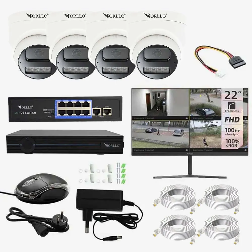 Zestaw Do Monitoringu 4 Kamery 8Mpx Monitor ORLLO N-SET