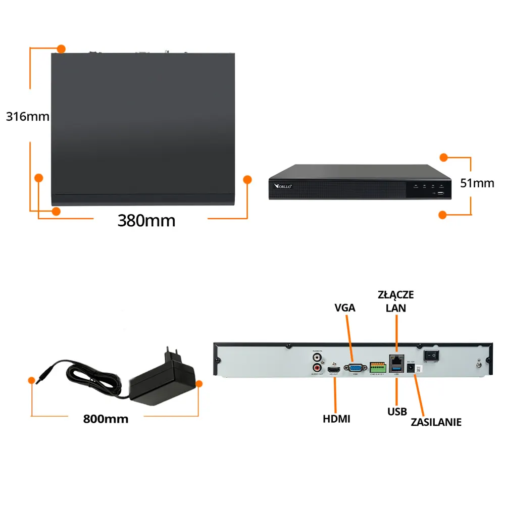 Rejestrator do Kamer Nagrywarka NVR AI WiFi ORLLO NVR3 CH32