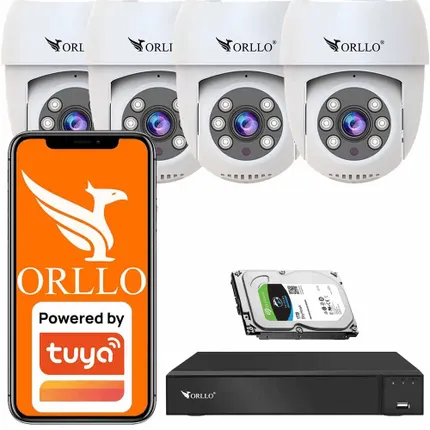 Zestaw 4 Kamer WiFi IP Zewnętrznych Obrotowych 4Mpx ORLLO TZ2 PRO + Nagrywarka NVR1 + Dysk Twardy 1TB