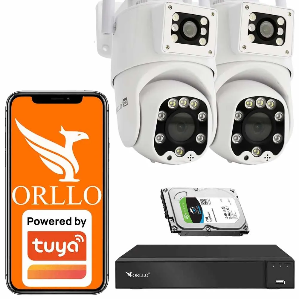 Zestaw kamer wifi sim ip zewnętrzna orllo tz8 aplikacja orllo smart tuya sklep monitoring Nagrywarka nvr1 dysk twardy 1tb