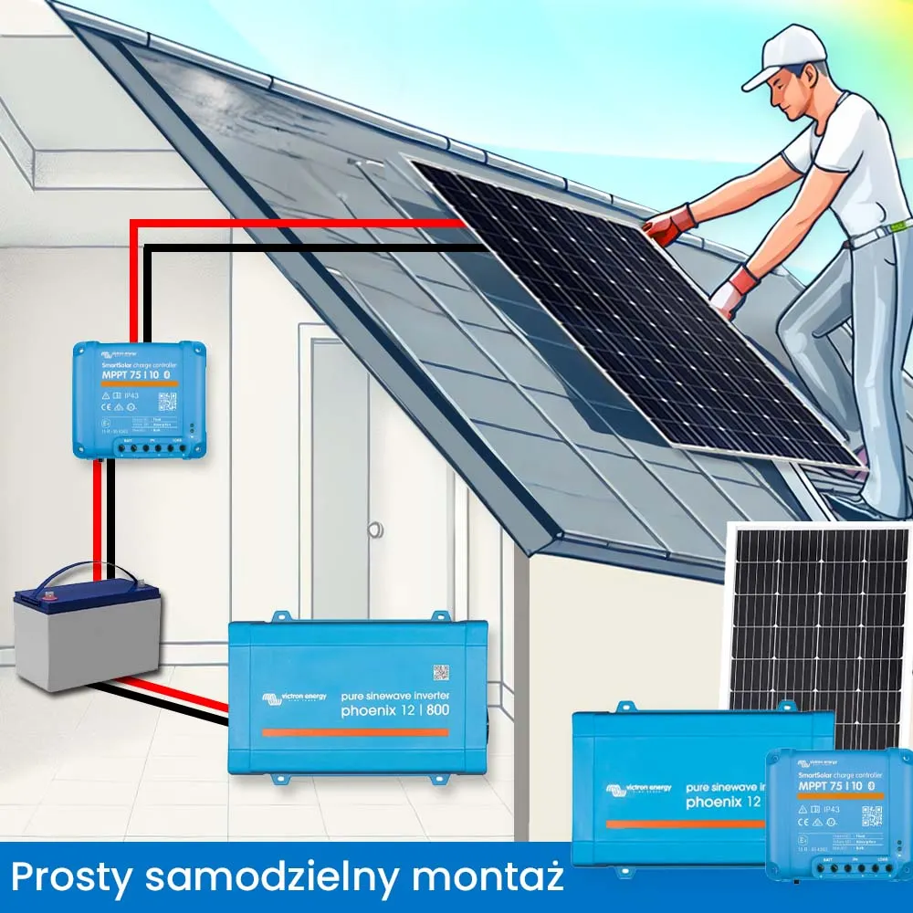 Off Grid Zestaw Fotowoltaiczny Magazyn Energii Przetwornica Panel Fotowoltaiczny Victron 75Ah