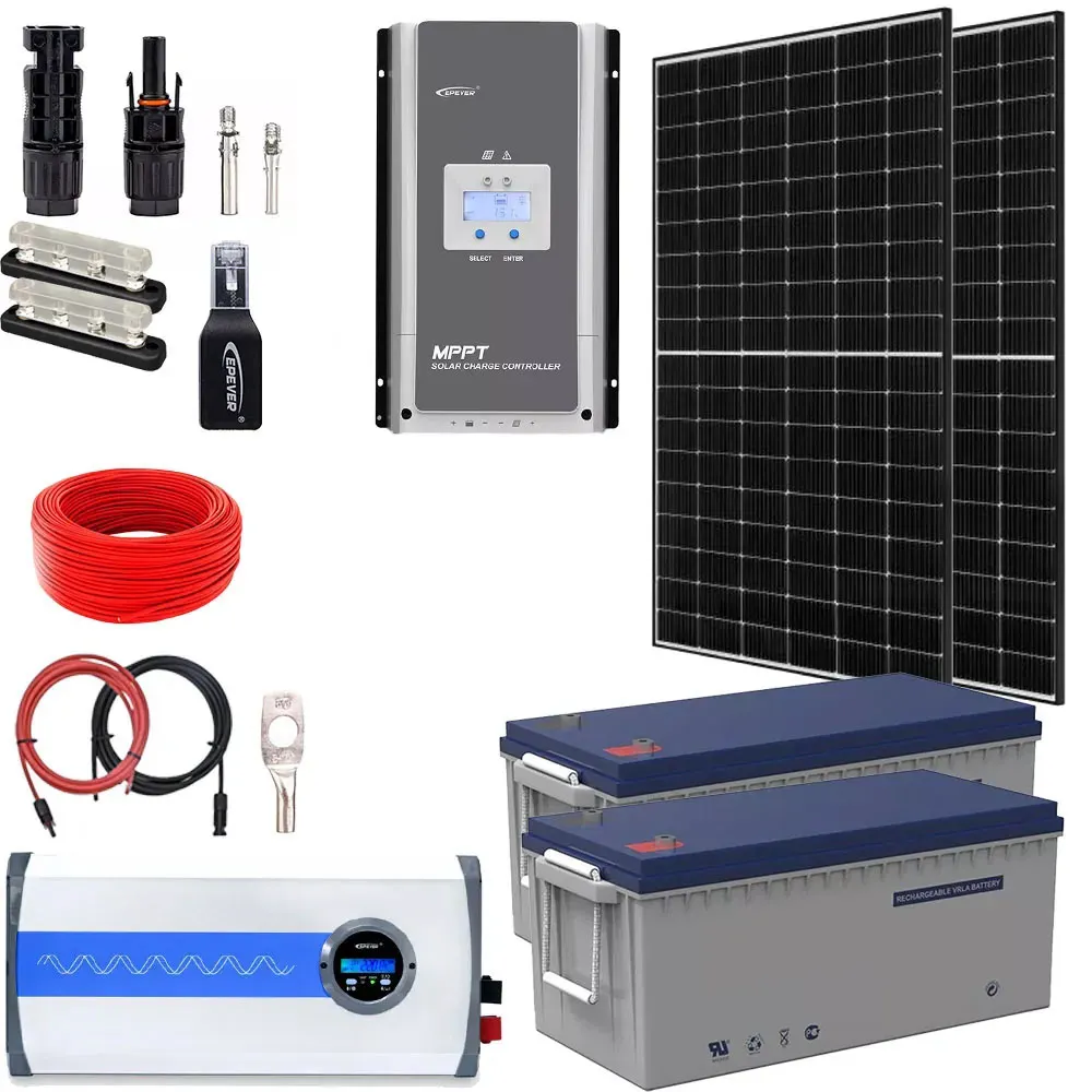 Off Grid Zestaw Fotowoltaiczny do Grzania Wody 2 Akumulatory 2 Panele Solarne