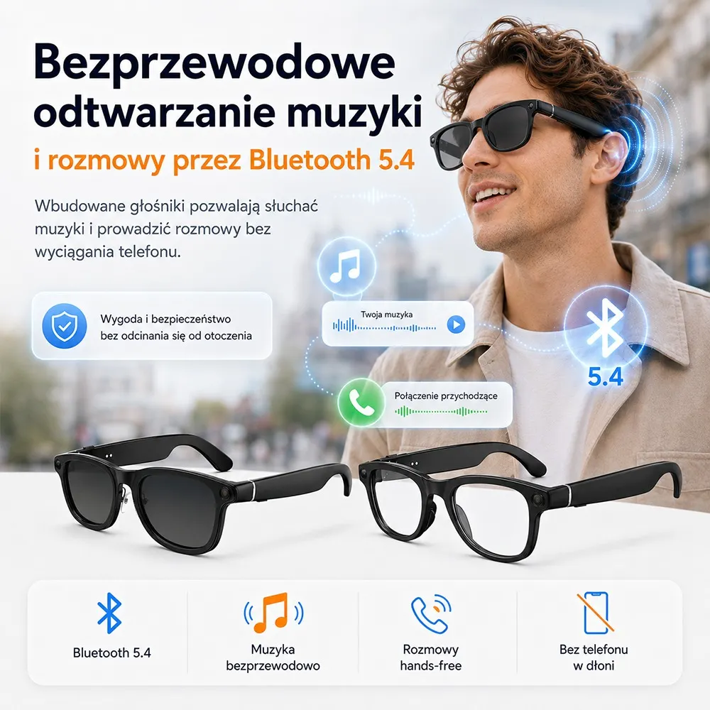 Inteligentne okulary AI Glasses AIMB-G2 z asystentem ChatGPT i kamerą 8 MP