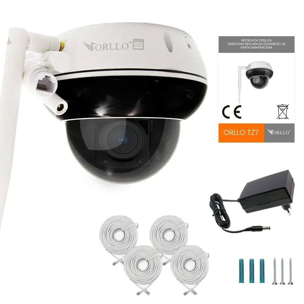 Zestaw 4 Kamer Kopułkowych Zewnętrznych Obrotowych NVR SWITCH PoE ORLLO TZ7