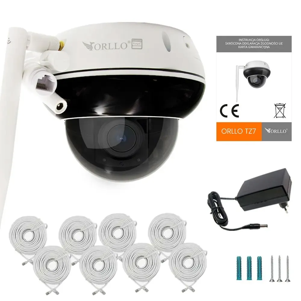 Zestaw 8 Kamer Kopułkowych Zewnętrznych Obrotowych NVR SWITCH PoE ORLLO TZ7