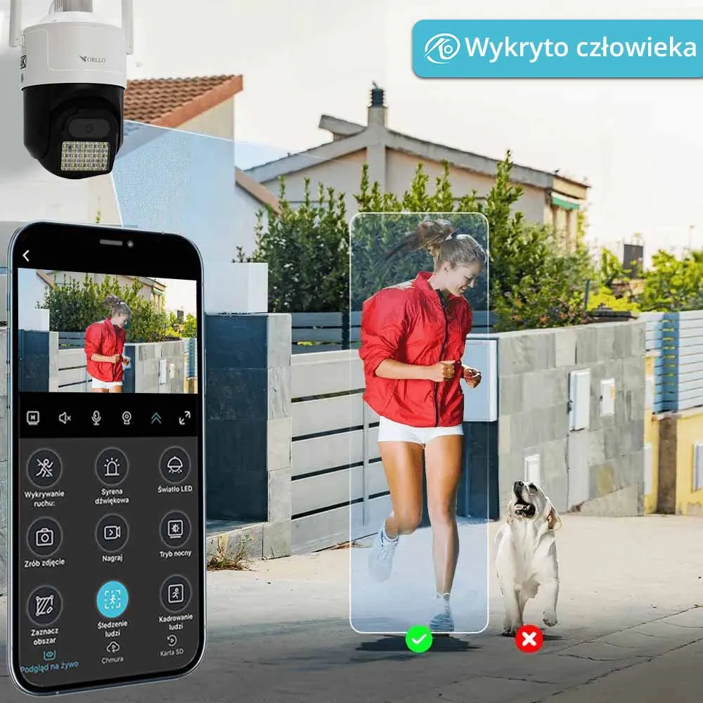 Kamera na Kartę SIM AI Zewnętrzna Obrotowa ORLLO Z17 ULTRA 4K z Panelem Fotowoltaicznym SM6030 PRO