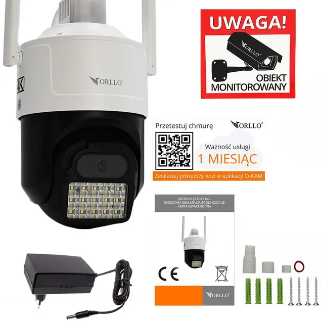 Kamera na Kartę SIM AI Zewnętrzna Obrotowa ORLLO Z17 ULTRA 4K + GRATIS chmura