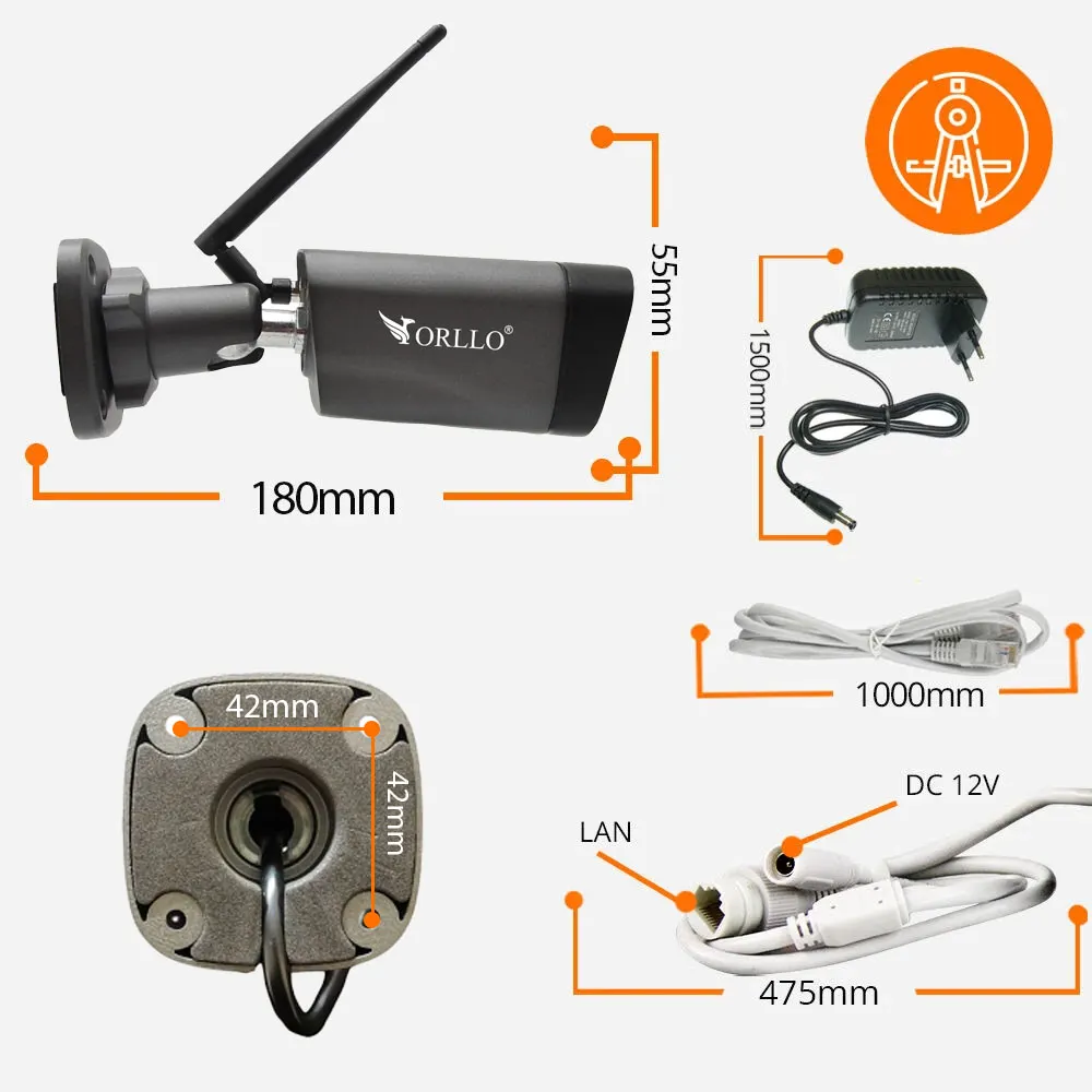 Zestaw 2 Kamer WiFi IP Zewnętrzne PoE 4 Mpx + NVR + SWITCH