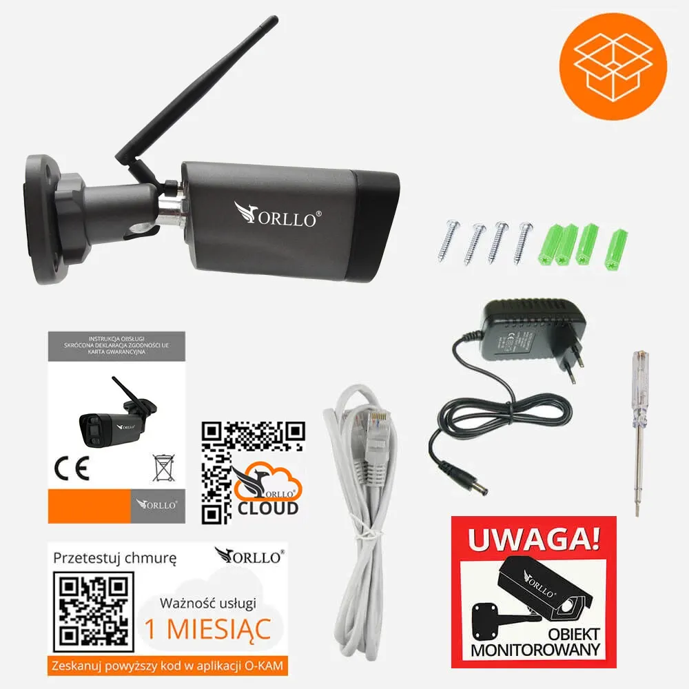 Kamera WiFi IP Zewnętrzna POE 4Mpx ORLLO Z1-UV 2K + GRATIS Chmura