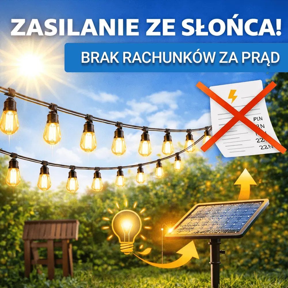 Lampki Solarne do Ogrodu Girlanda Ogrodowa 20 Żarówek LED Łańcuch