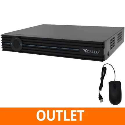 Rejestrator monitoringu ORLLO w czarnej obudowie z dołączoną myszką USB