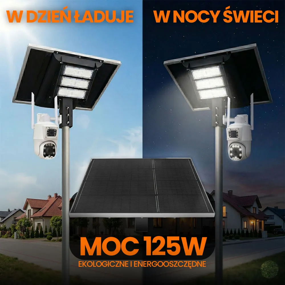 Panel Fotowoltaiczny Solarny do Kamer Monitoringu z Lampą LED ORLLO
