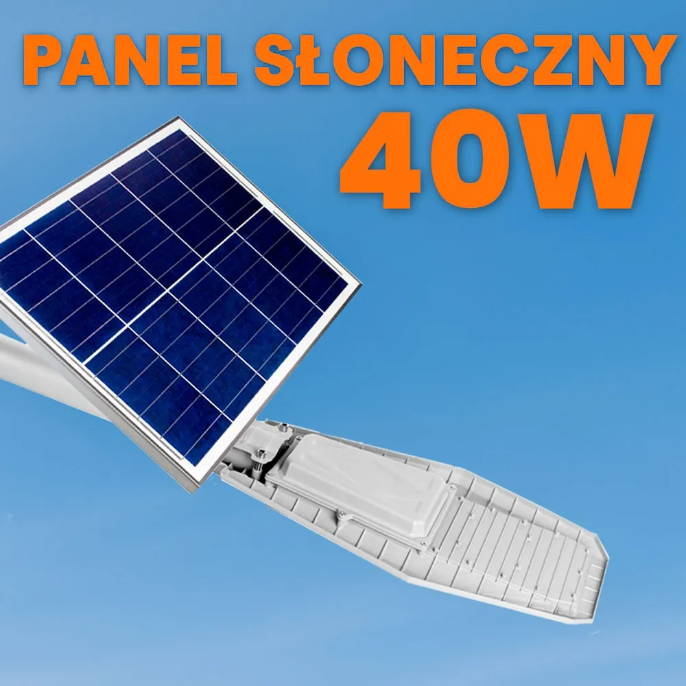 Lampa Solarna Uliczna LED 250W Panel Solarny 40W Akumulator WARRIOR