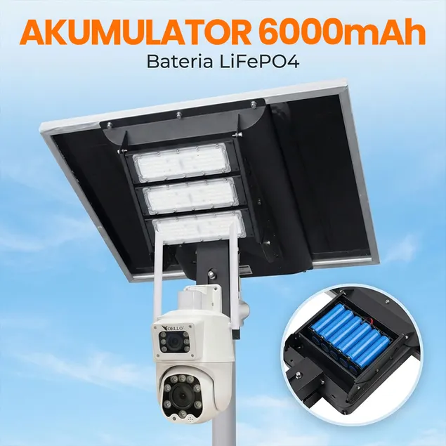 Panel Fotowoltaiczny Solarny do Kamer Monitoringu z Lampą LED ORLLO