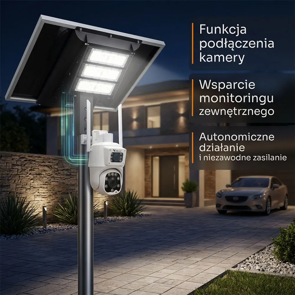 Panel Fotowoltaiczny Solarny do Kamer Monitoringu z Lampą LED ORLLO