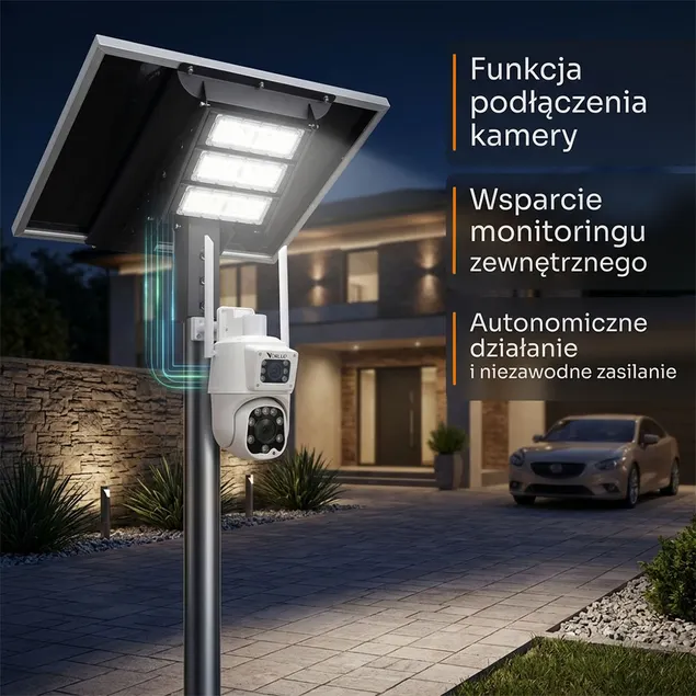Panel Fotowoltaiczny Solarny do Kamer Monitoringu z Lampą LED ORLLO