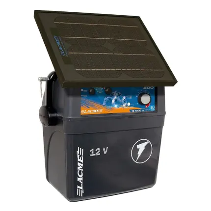 Pastuch elektryczny SECUR STAR 14W z panelem solarnym do ogrodzeń pastwiskowych, elektryzator 12V i 9V o napięciu szczytowym 15000 V, z regulacją mocy, funkcją ECO, wskaźnikiem LED i zabezpieczeniem akumulatora do pracy w terenie