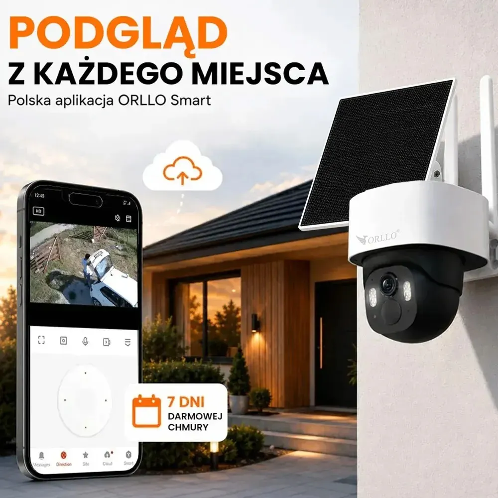 Kamera Zewnętrzna WiFi Obrotowa Panel Solarny 5MPx ORLLO TZ13