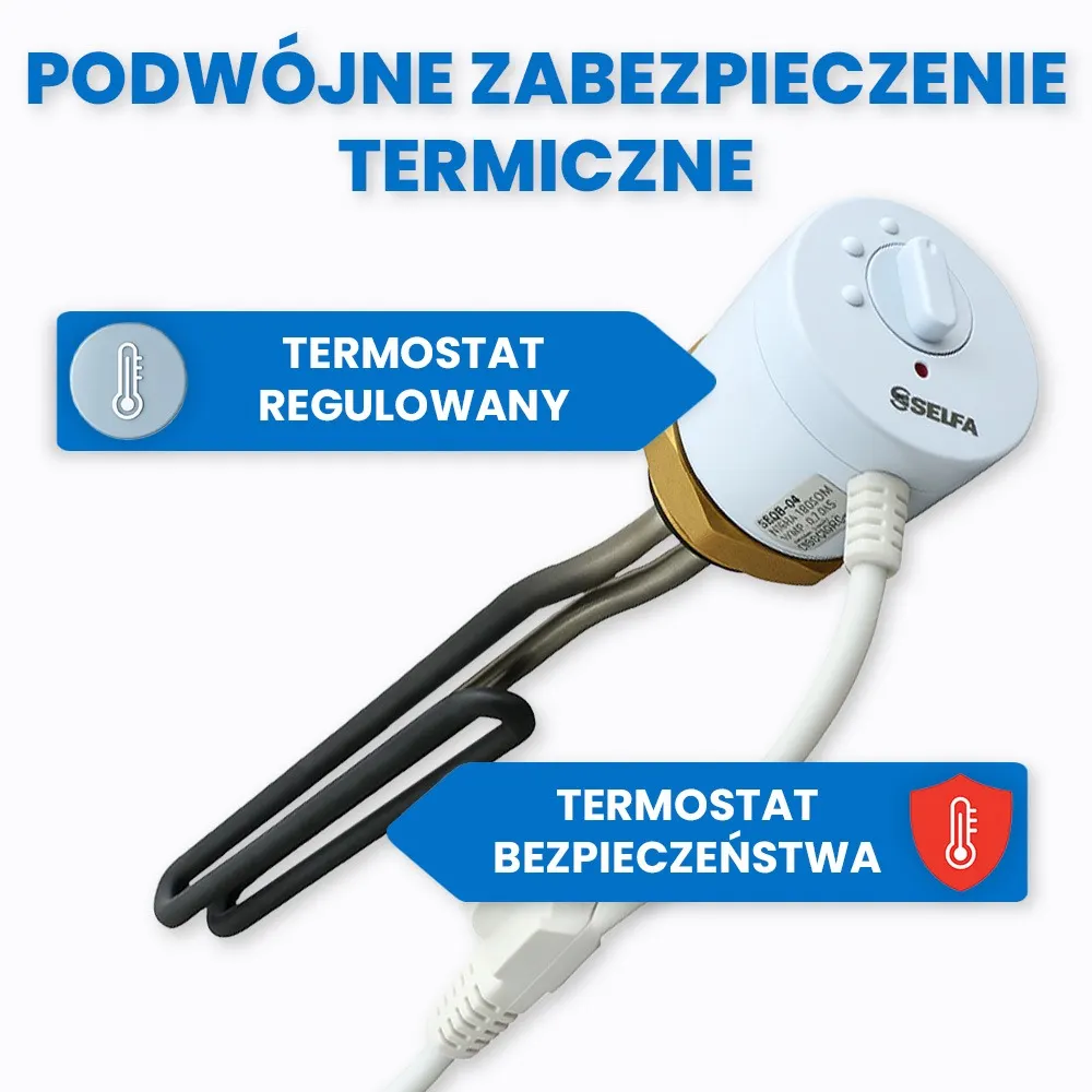 Grzałka do Bojlera CWU 3000W z Termostatem SELFA 825 230V 5/4” Incoloy