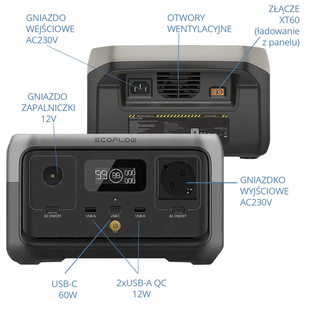 ECOFLOW Przenośna Stacja Zasilania Magazyn Energii Zasilanie Awaryjne RIVER 3