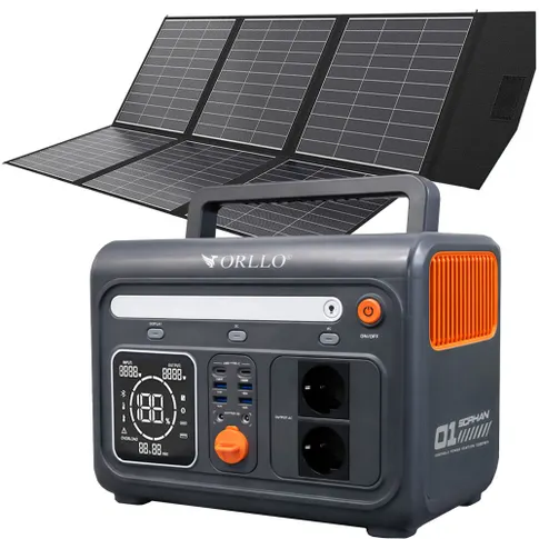 Zasilanie awaryjne w domu z przenośną stacją ORLLO 1200W 1500W Zasilaj lodówkę router i oświetlenie podczas przerw w dostawie prądu Ładowanie z panelu solarnego ORLLO ENERGY