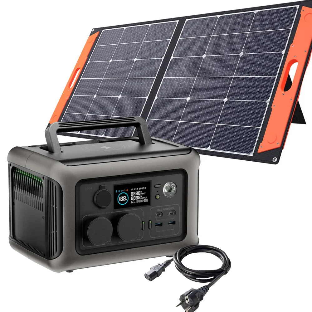 Przenośna Stacja Zasilania BMS LIFEPO4 ALLPOWERS R600 z Panelem Solarnym Składanym ORLLO 100W