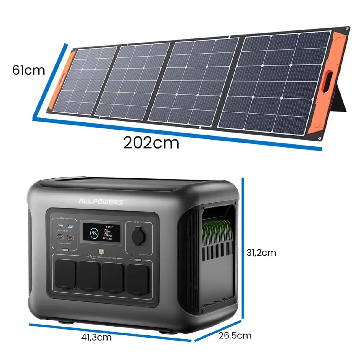 Przenośna Stacja Zasilania BMS LIFEPO4 ALLPOWERS R1500 LITE z Panelem Solarnym Składanym ORLLO 200W