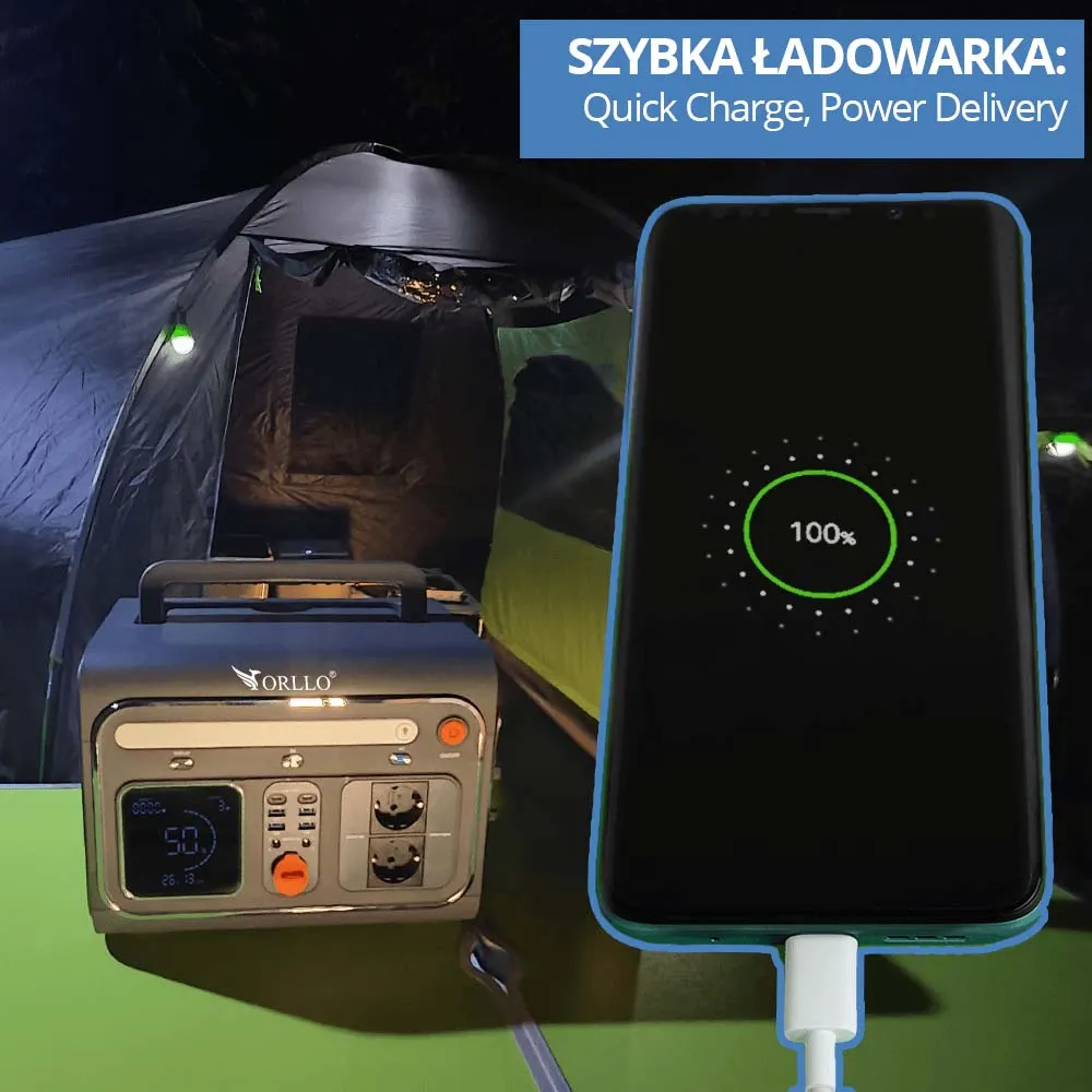 OFF GRID Przenośna Stacja Zasilania Magazyn Energii LIFEPO4 Zasilanie Awaryjne ORLLO 1200W/1500W ECO EVE