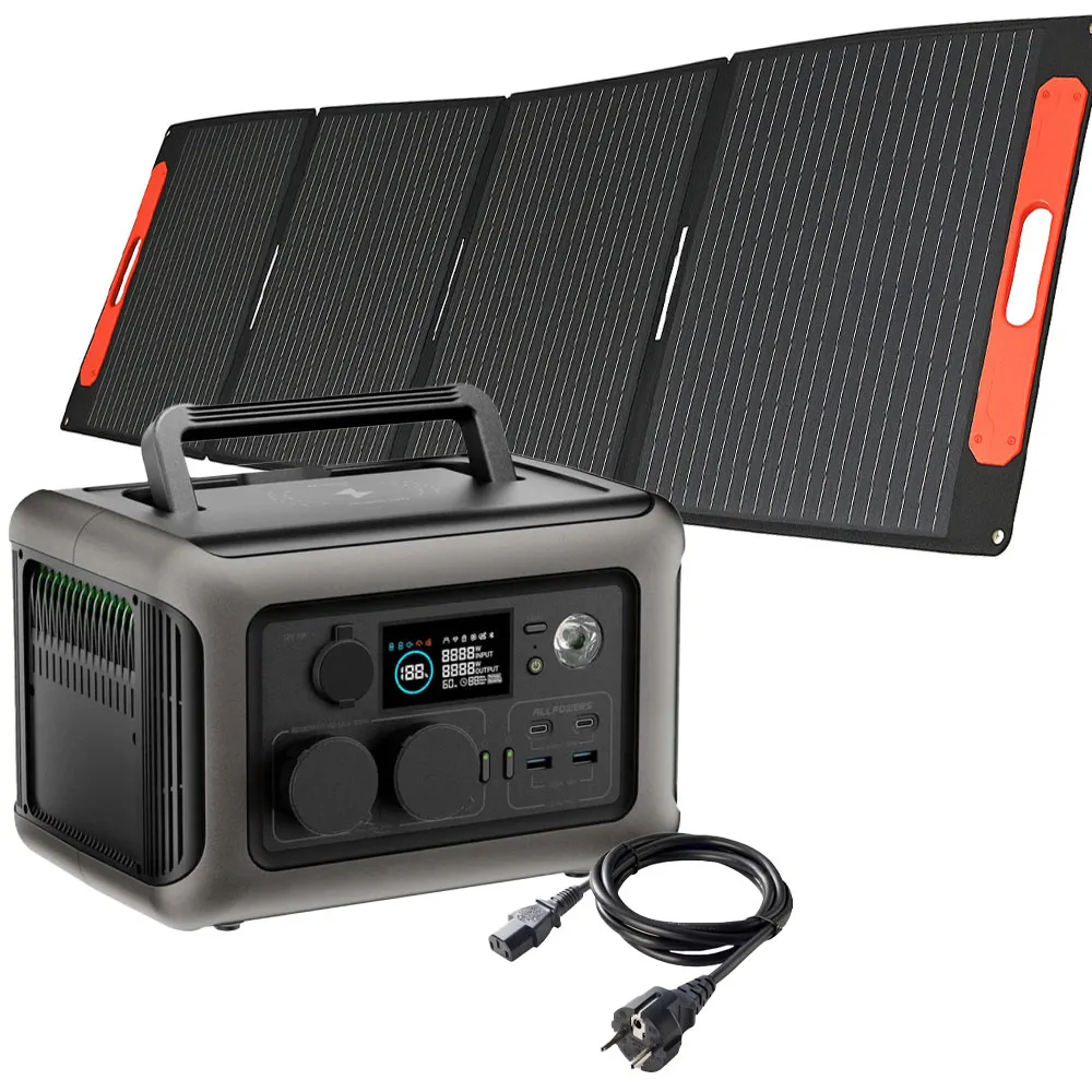 Przenośna Stacja Zasilania BMS LIFEPO4 ALLPOWERS R600 z Panelem Solarnym Składanym ORLLO 200W