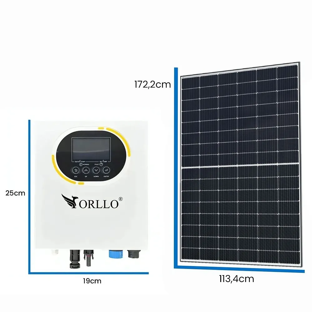 Zestaw Solarny do Grzania Wody Przetwornica Solarna ORLLO BOOST BYPASS 9 Paneli Fotowoltaicznych Selfa 4KW