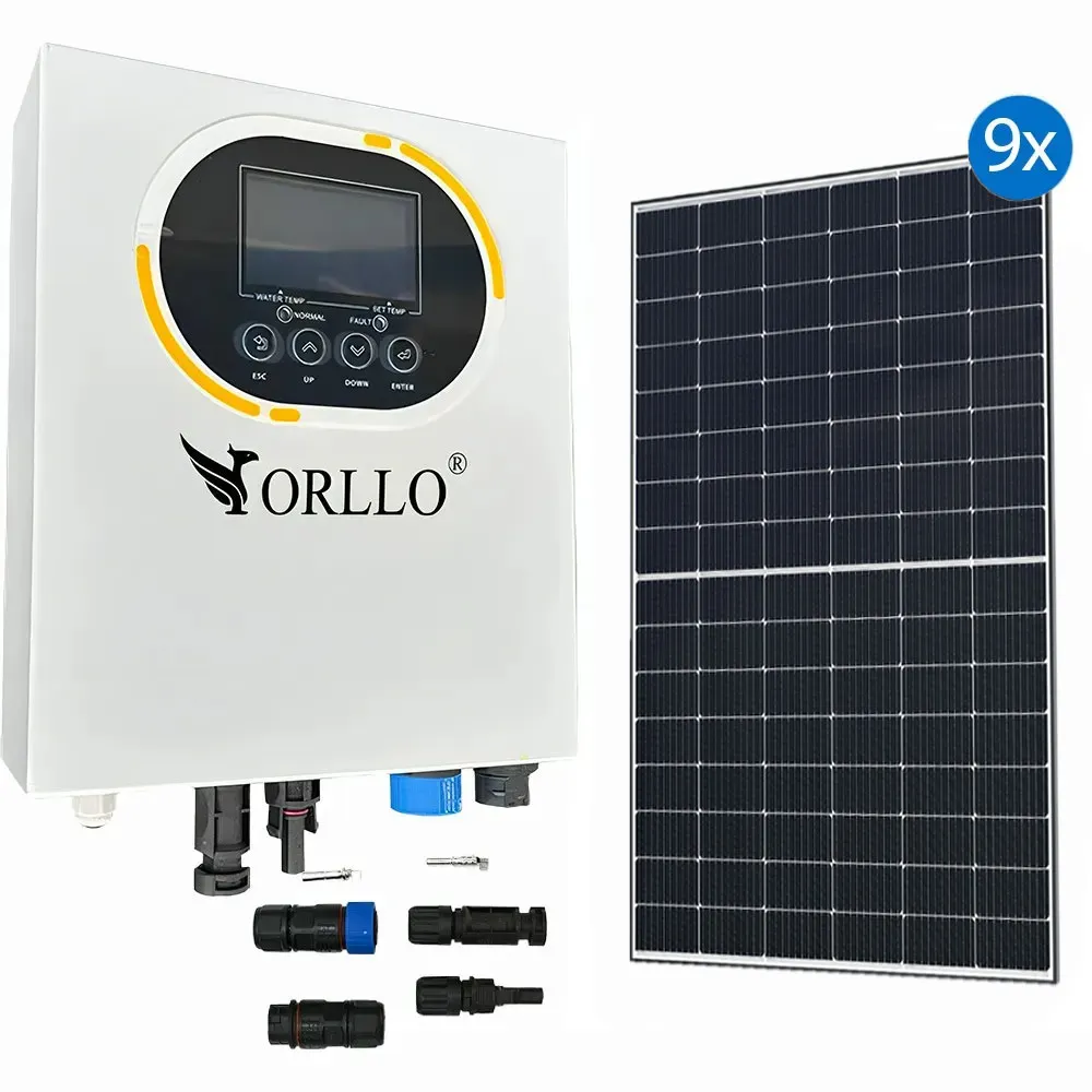 Zestaw Solarny do Grzania Wody Przetwornica Solarna ORLLO BOOST BYPASS 9 Paneli Fotowoltaicznych Selfa 4KW