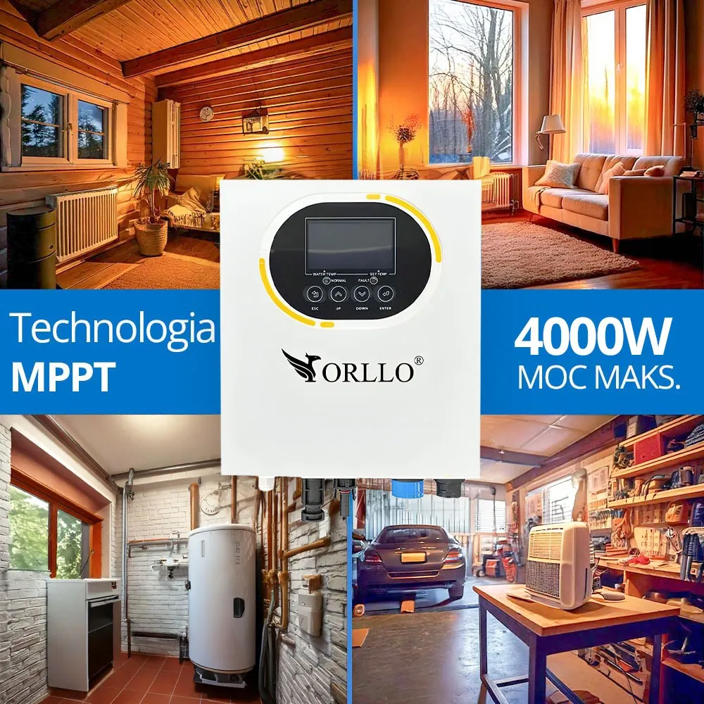 Zestaw Solarny do Grzania Wody Przetwornica Solarna 5 Paneli Fotowoltaicznych 2,5KW Bojler 120L