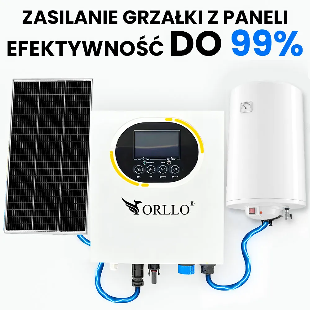 Zestaw Solarny do Grzania Wody Przetwornica Solarna ORLLO Grzałka 1500W 5/4” Panele Fotowoltaiczne 2KW