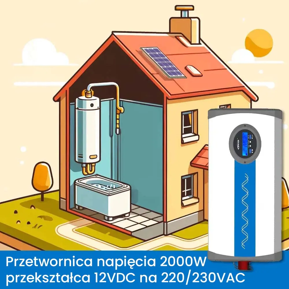 Off Grid Zestaw Fotowoltaiczny do Grzania Wody 2 Akumulatory 2 Panele Solarne