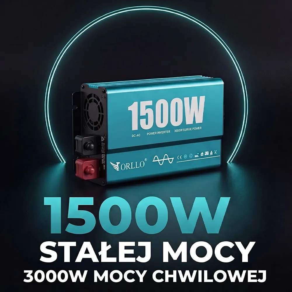 Przetwornica Napięcia ORLLO 12V 230V 1500W 3000W DC/AC Czysty Sinus