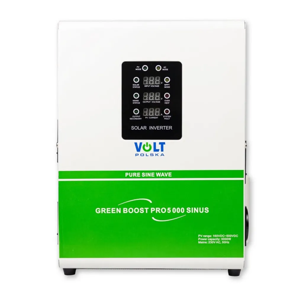 przetwornica solarna green boost pro 5000 volt polska mppt sinus bypass 5000w do grzania wody bojlera grzalki ogrzewania podlogowego instalacji pv off grid system fotowoltaiczny wysoka moc 160 500v dc