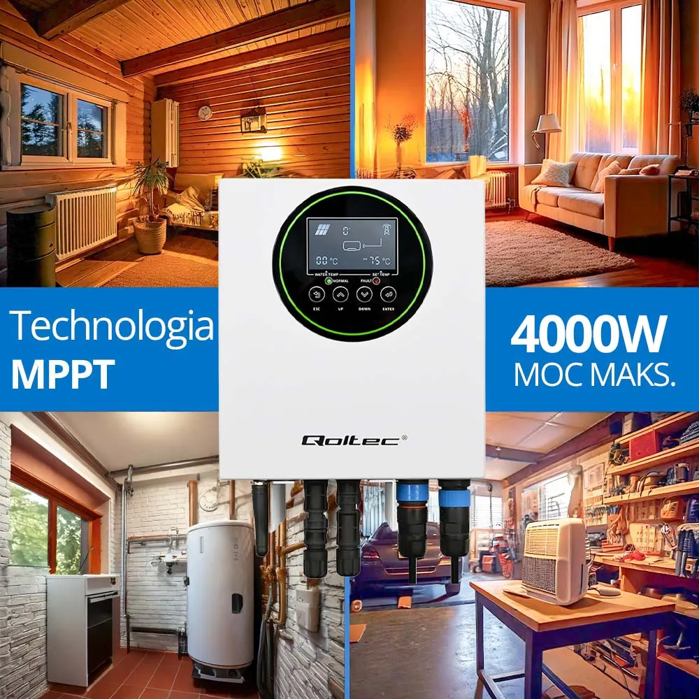 Zestaw Solarny do Grzania Wody Przetwornica Solarna Qoltec Solar Boost 9 Paneli Fotowoltaicznych Selfa 4KW