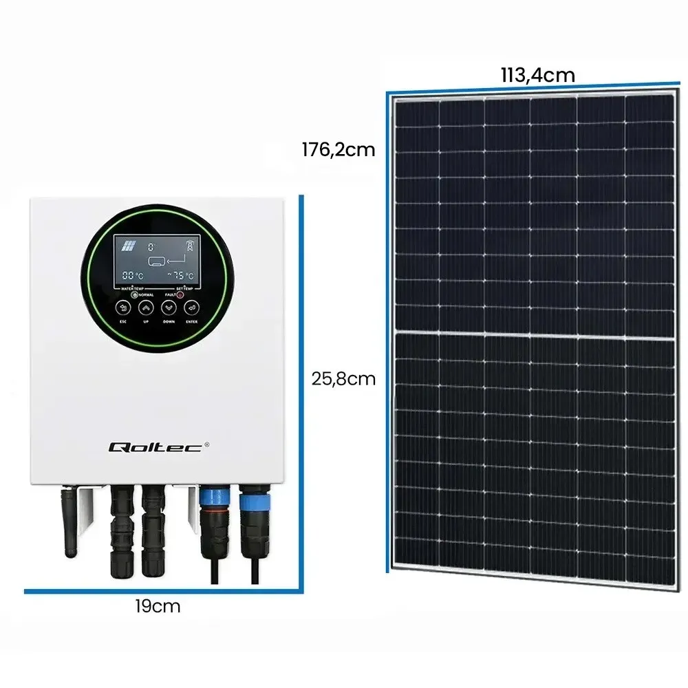 Zestaw Solarny do Grzania Wody Przetwornica Solarna Qoltec Solar Boost 7 Paneli Fotowoltaicznych Selfa 3KW