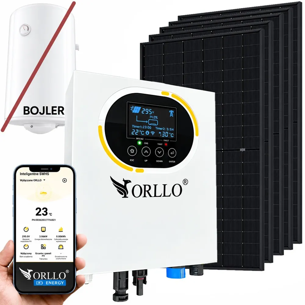fotowoltaika zestaw solarny ORLLO BOOST 5 paneli 2KW do grzania wody i bojlera