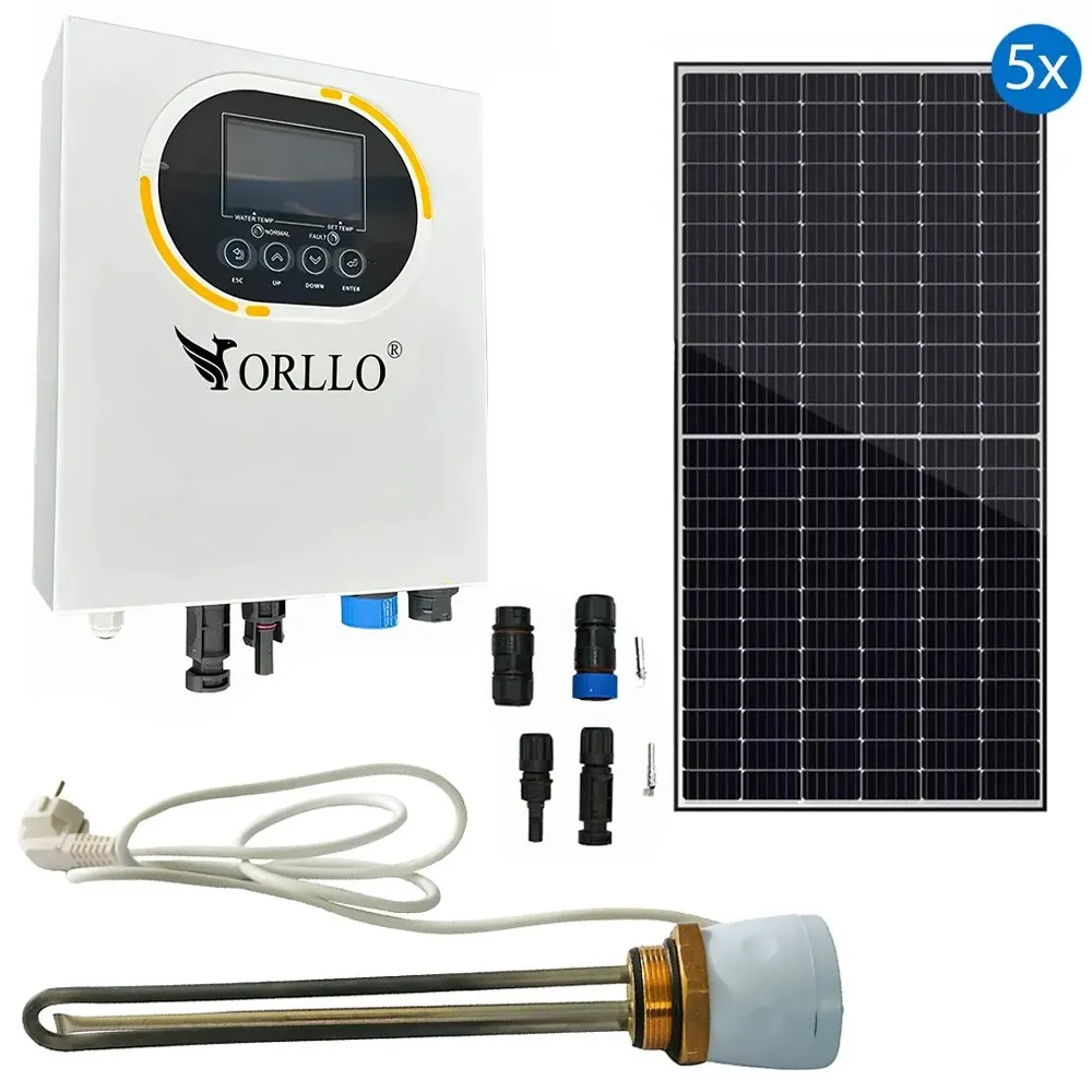 Zestaw Solarny do Grzania Wody Przetwornica Solarna ORLLO Grzałka 1500W 5/4” Panele Fotowoltaiczne 2KW