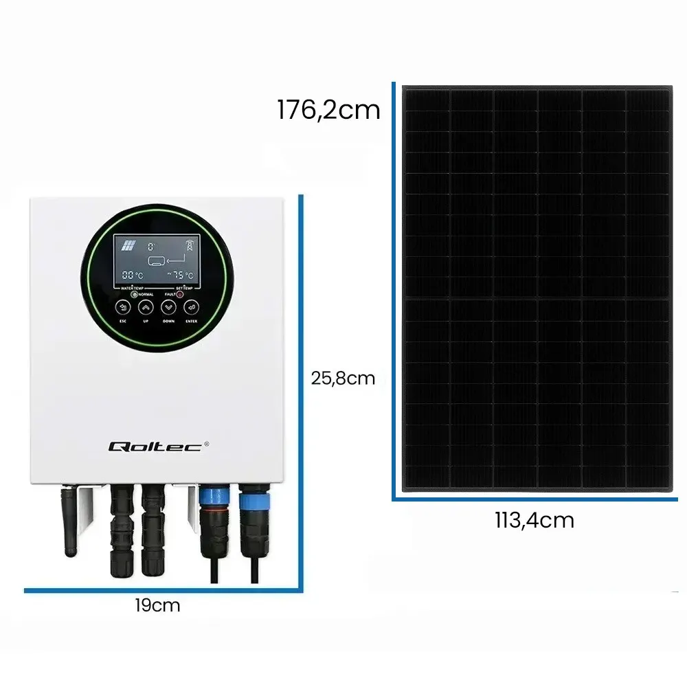Zestaw Solarny do Grzania Wody Przetwornica Solarna Qoltec Solar Boost 7 Paneli Fotowoltaicznych 3KW