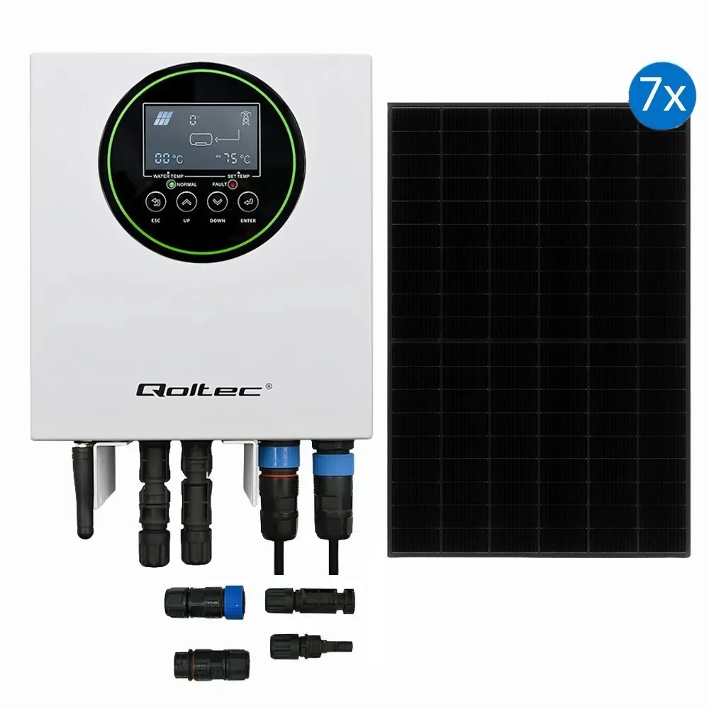 Zestaw Solarny do Grzania Wody Przetwornica Solarna Qoltec Solar Boost 7 Paneli Fotowoltaicznych 3KW