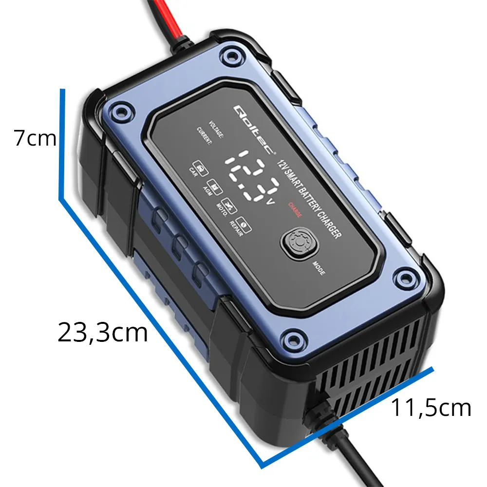Ładowarka do Akumulatorów Mikroprocesorowa Prostownik Qoltec AGM GEL STD 12V/6A