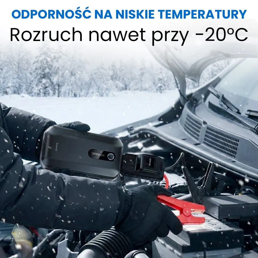 Rozrusznik Samochodowy 12V Baseus Jump Starter 1000A 10000mAh Powerbank