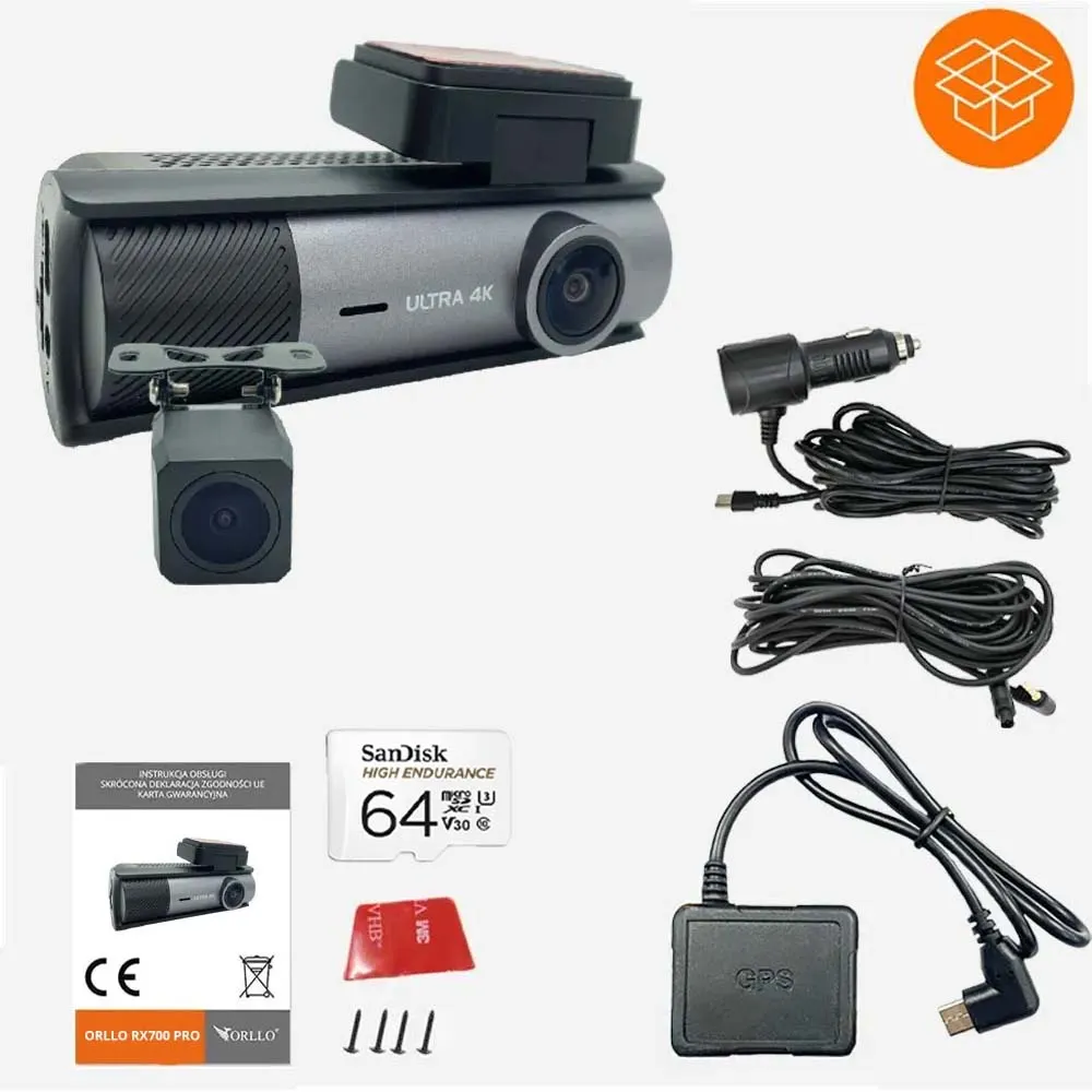Kamera Samochodowa 4K Przód / Tył ORLLO RX-700 PRO + Karta Pamięci 64GB