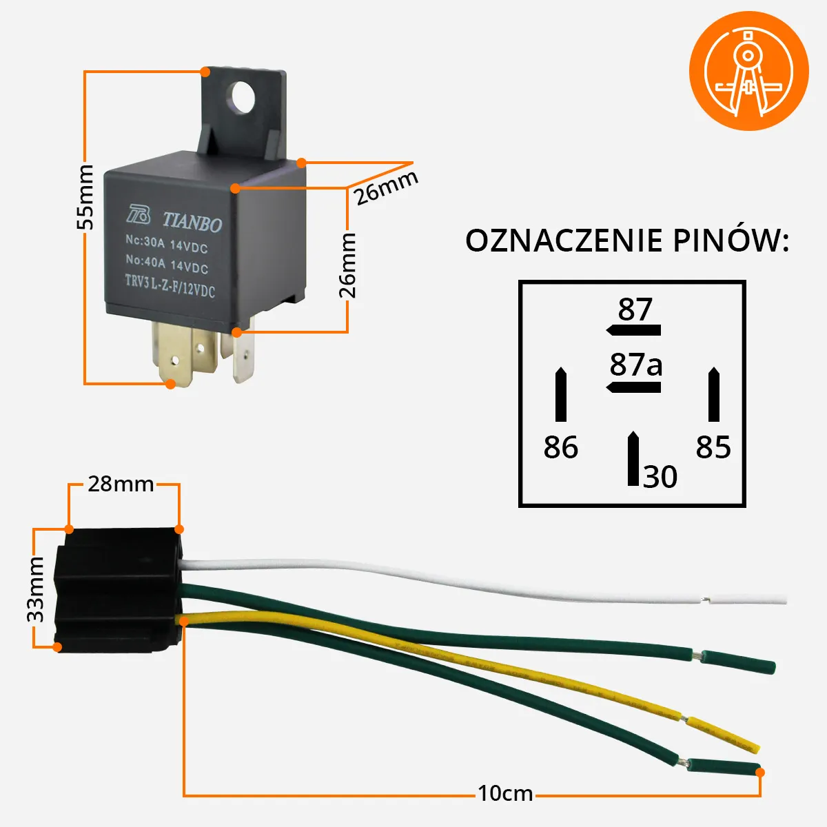 Przekaźnik Samochodowy Odcięcia Pompy Paliwa 12V/40A
