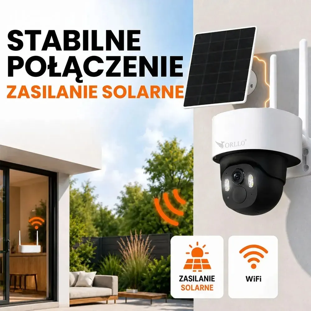 Kamera Zewnętrzna WiFi Obrotowa Panel Solarny 5MPx ORLLO TZ13