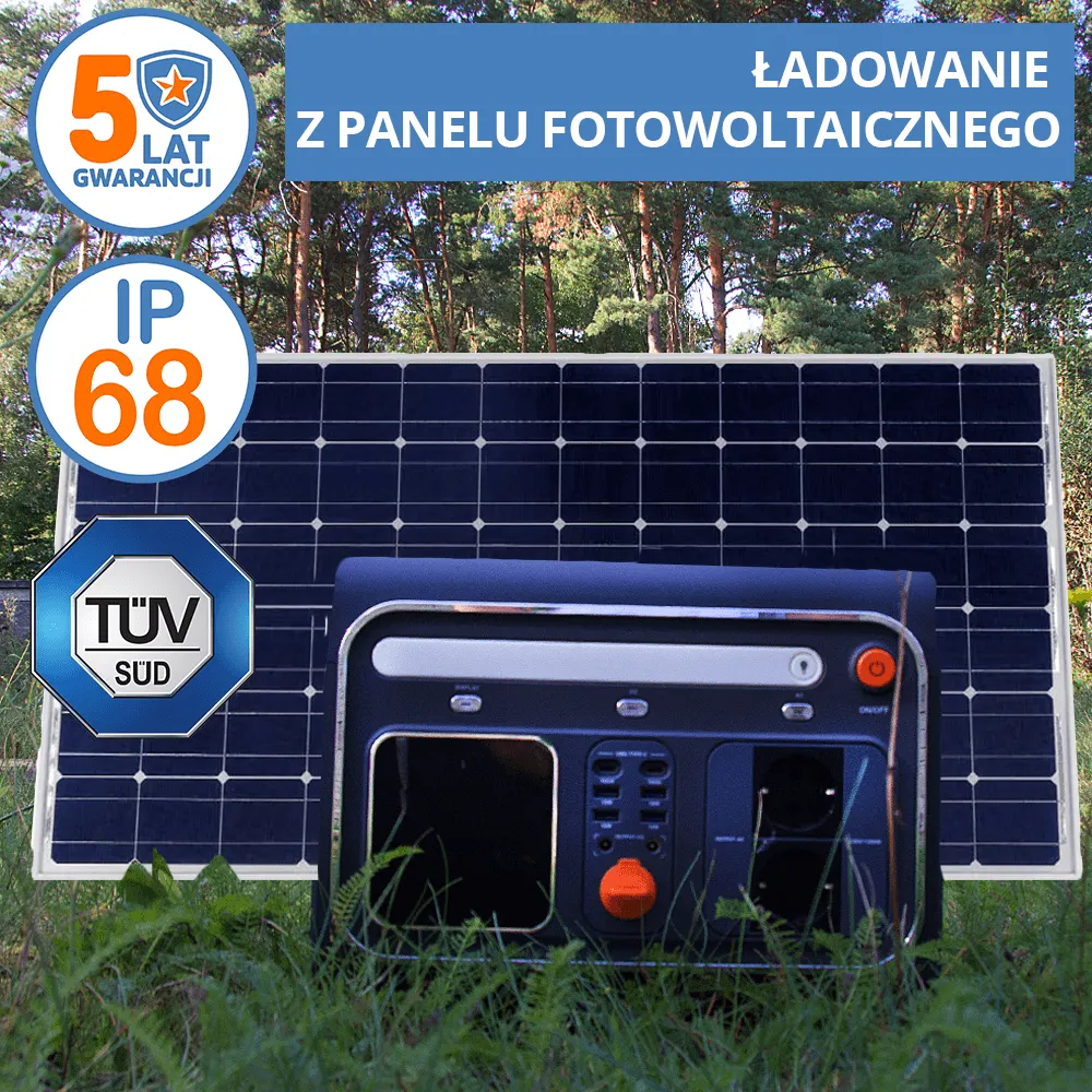 Przenośna Stacja Zasilania Magazyn Energii LIFEPO4 z Panelem Solarnym 185W ORLLO 1200W/1500W ECO