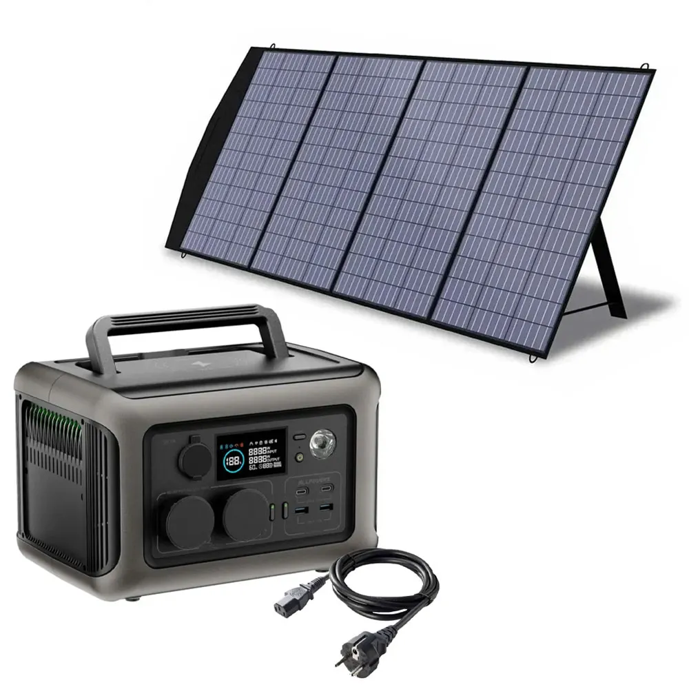 Przenośna Stacja Zasilania BMS LIFEPO4 ALLPOWERS R600 z Panelem Składanym 200W
