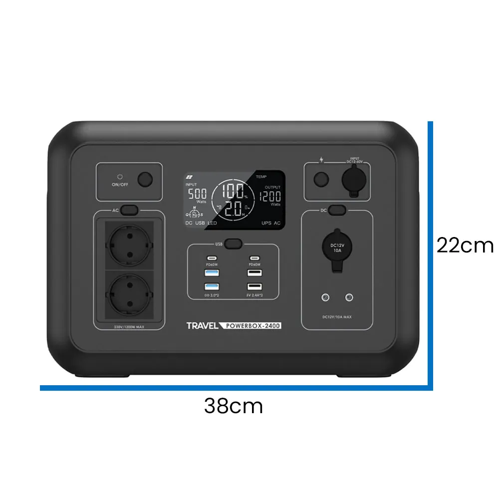 Przenośna Stacja Zasilania Magazyn Energii LiFePO4 1200W TRAVEL POWERBOX 2400